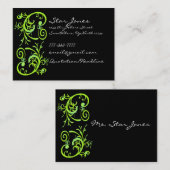 Elegant groen en zwart werveling Visitekaartje (Voorkant / Achterkant)