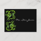 Elegant groen en zwart werveling Visitekaartje (Achterkant)