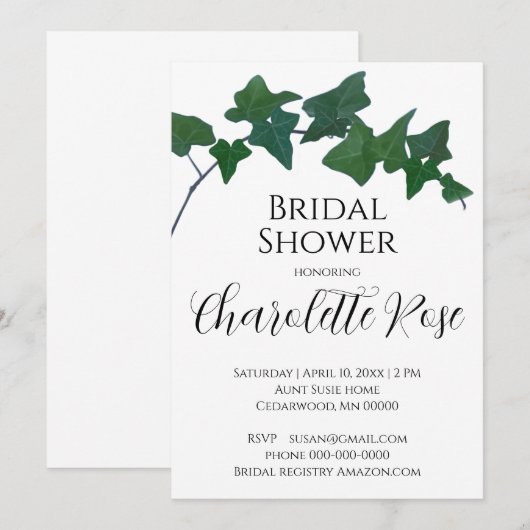 Elegant groen Engels Ivy Vrijgezellenfeest Kaart (Voorkant / Achterkant)