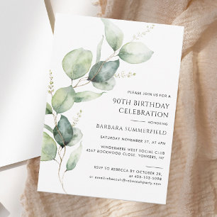 Elegant groen Eucalyptus 90ste verjaardag Kaart