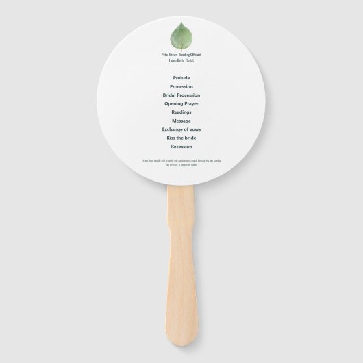 Elegant groen Eucalyptus blad bruiloft programma Handwaaier (Achterkant)