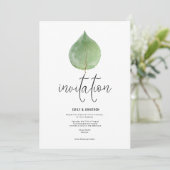Elegant Groen Eucalyptus Blad Script Bruiloft Kaart (Staand voorkant)