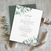 Elegant groen eucalyptus bruiloft details informatiekaartje