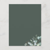 Elegant groen eucalyptus bruiloft details informatiekaartje (Achterkant)