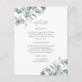 Elegant groen eucalyptus bruiloft details informatiekaartje (Voorkant)