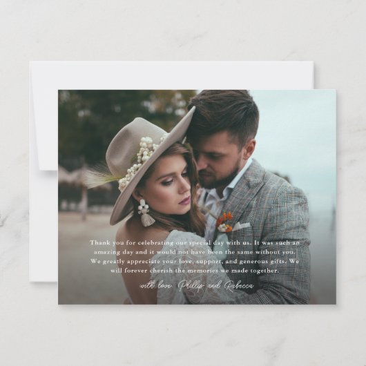 Elegant groen eucalyptus bruiloft foto bedankkaart (Achterkant)