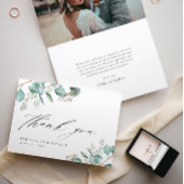 Elegant groen eucalyptus bruiloft foto bedankkaart