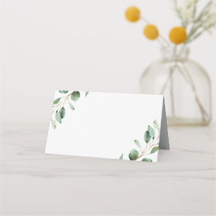Elegant groen eucalyptus bruiloft gevouwen blanco plaatskaartje