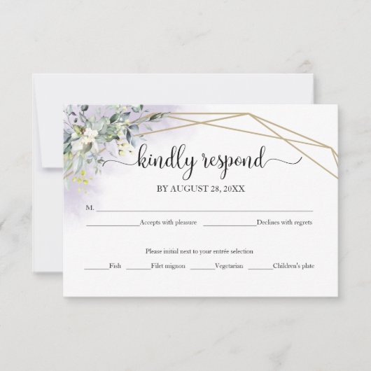 Elegant groen Eucalyptus bruiloft RSVP Kaart (Voorkant)