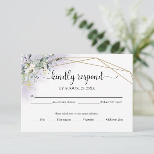 Elegant groen Eucalyptus bruiloft RSVP Kaart (Staand voorkant)