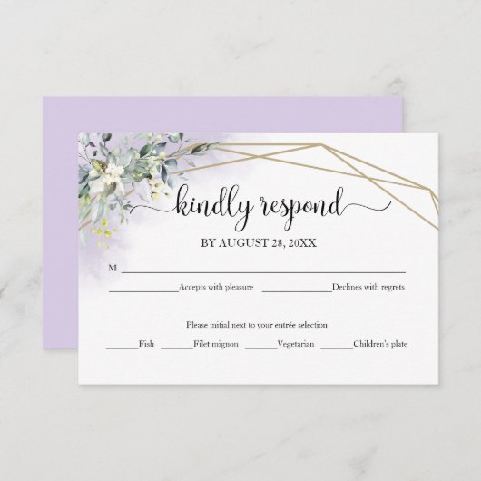 Elegant groen Eucalyptus bruiloft RSVP Kaart (Voorkant / Achterkant)