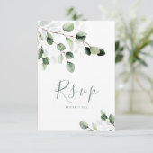 Elegant groen Eucalyptus bruiloft RSVP Kaart (Staand voorkant)