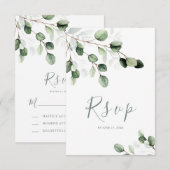 Elegant groen Eucalyptus bruiloft RSVP Kaart (Voorkant / Achterkant)