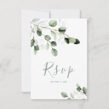 Elegant groen Eucalyptus bruiloft RSVP Kaart