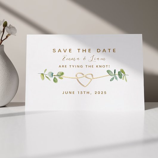 Elegant groen eucalyptus bruiloft save the date