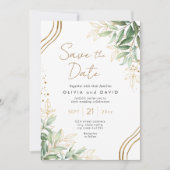 Elegant groen Eucalyptus Bruiloft Save the Date Kaart (Voorkant)