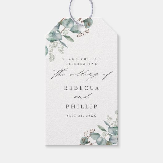 Elegant groen Eucalyptus Dank u voor uw plezier Cadeaulabel (Voorkant)