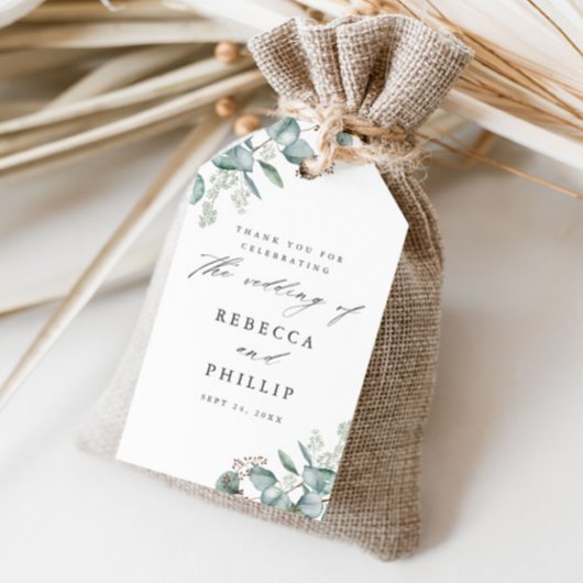 Elegant groen Eucalyptus Dank u voor uw plezier Cadeaulabel