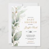 Elegant groen eucalyptus en goud baby shower kaart (Voorkant)