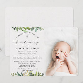 Elegant groen Eucalyptus foto doop Kaart