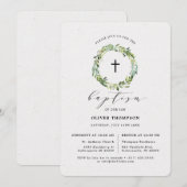 Elegant groen Eucalyptus gebladerte doop Kaart (Voorkant / Achterkant)