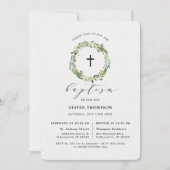 Elegant groen Eucalyptus gebladerte doop Kaart (Voorkant)