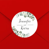 Elegant groen Eucalyptus gepersonaliseerde bruilof Ronde Sticker