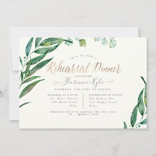 Elegant groen, eucalyptus houdt van repetitiediner kaart (Voorkant)