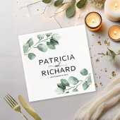 Elegant groen Eucalyptus kalligrafie bruiloft Servet