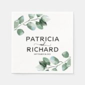 Elegant groen Eucalyptus kalligrafie bruiloft Servet (Voorkant)