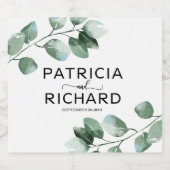 Elegant groen Eucalyptus kalligrafie bruiloft Sparkling Wijnetiket (Enkel label)