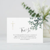 Elegant groen Eucalyptus katholieke begrafenis Bedankkaart (Staand voorkant)