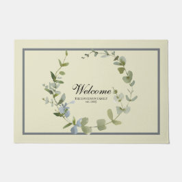 Elegant groen Eucalyptus krans familie welkom Deurmat