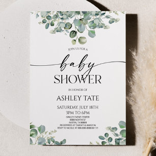 Elegant Groen Eucalyptus Plant Baby shower Kaart