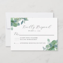Elegant groen Eucalyptus RSVP Response Kaart