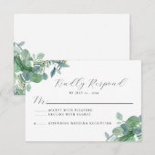 Elegant groen Eucalyptus RSVP Response Kaart (Voorkant / Achterkant)