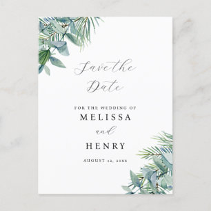 Elegant groen Eucalyptus Save the Date Briefkaart