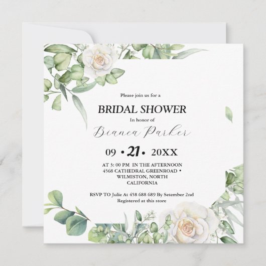 Elegant groen Eucalyptus Square Vrijgezellenfeest Kaart (Voorkant)