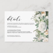 Elegant groen eucalyptus wit rose bruiloft informatiekaartje (Voorkant)