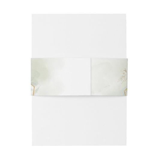 Elegant groen eucalyptus wit rozen goud uitnodigingen wikkel (Achterkant Voorbeeld)