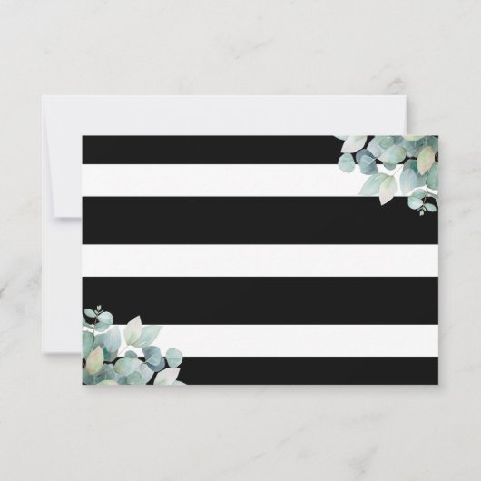 Elegant groen Eucalyptus zwart wit bruiloft RSVP Kaartje (Achterkant)