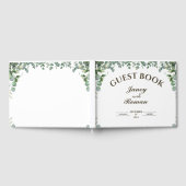 Elegant groen eucalyptusbladeren rustieke trouwdag gastenboek (Volledig)