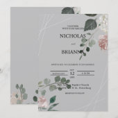 Elegant groen eucalyptusbladeren trouwkaart kaart (Voorkant / Achterkant)