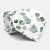 Elegant groen eucalyptuspatroon stropdas (Opgerold)