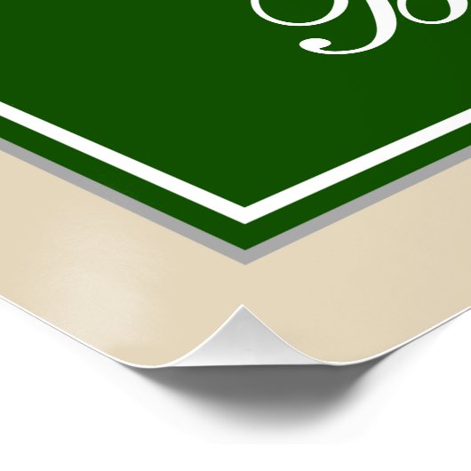 Elegant, groen, Faux Gold 13th Birthday + naam Poster (Hoek)