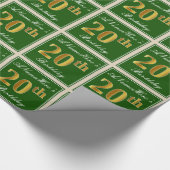 Elegant, groen, Faux Gold 20th Birthday + naam Cadeaupapier (Hoek)