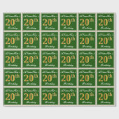 Elegant, groen, Faux Gold 20th Birthday + naam Cadeaupapier (Vlak)