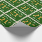 Elegant, groen, Faux Gold 21st geboortedag + naam Cadeaupapier (Hoek)