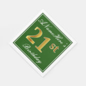 Elegant groen, Faux Gold 21ste verjaardag + naam Servet (Hoek)