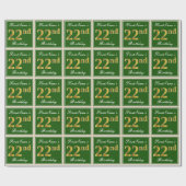 Elegant, groen, Faux Gold 22e verjaardag + naam Cadeaupapier (Vlak)